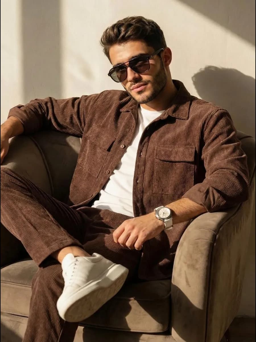 Костюм вельветовый с рубашкой