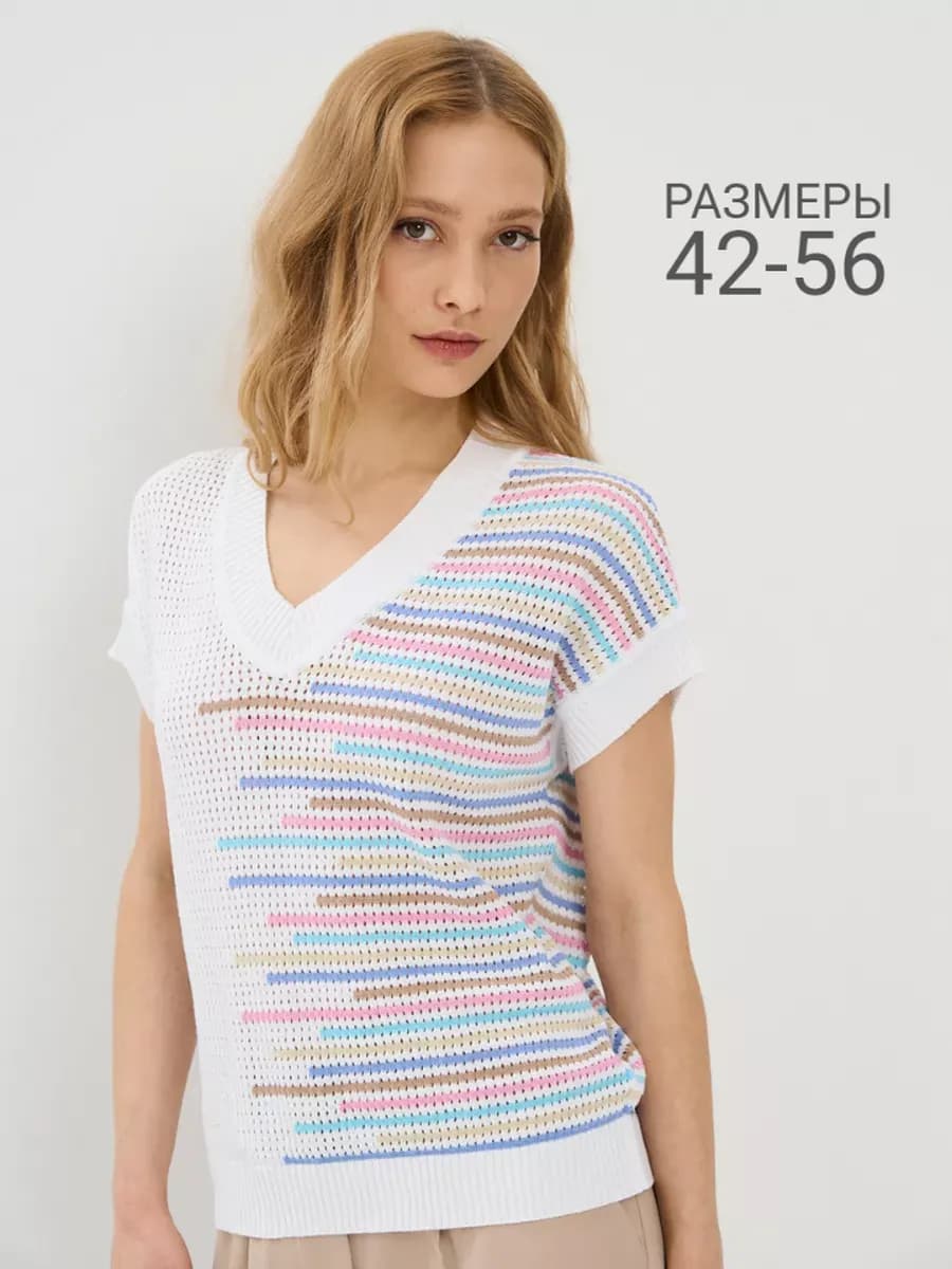 Пуловер тонкий вязаный трикотаж хлопок