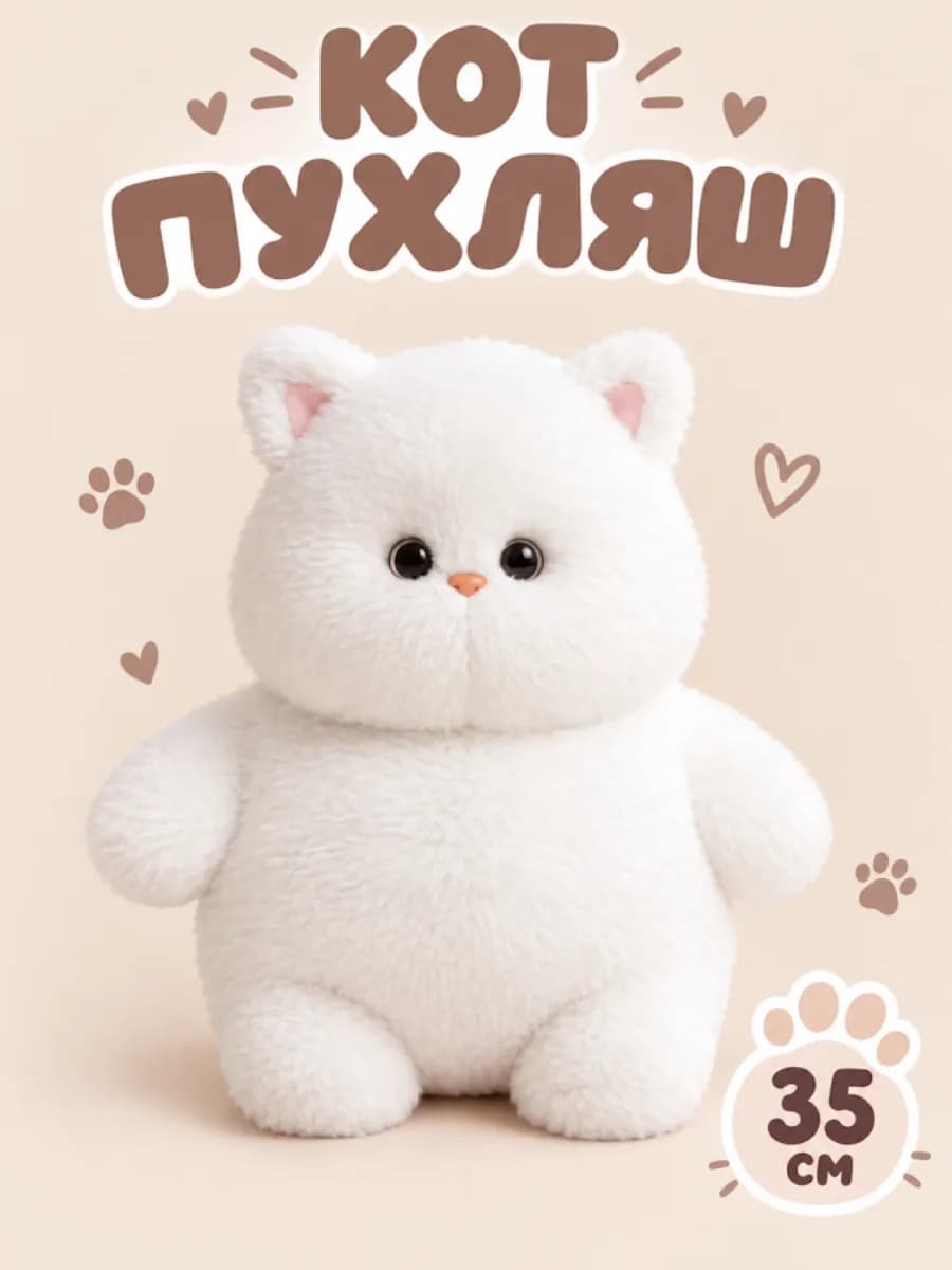 Мягкая игрушка кот плюшевый 35 см