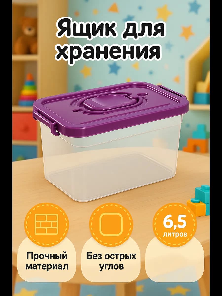Ящик для хранения с крышкой, 6,5 л