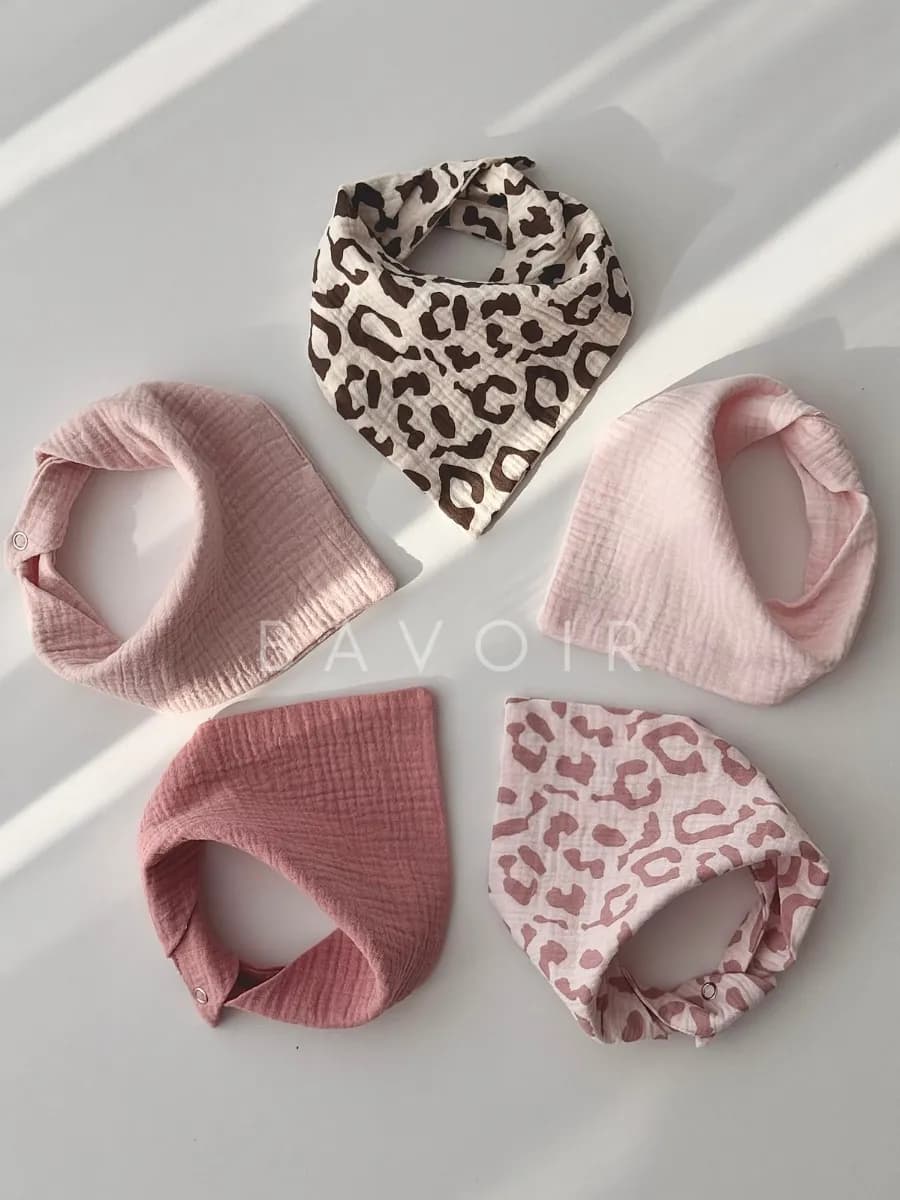 Слюнявчики 5 штук Муслиновые для новорожденных Хлопок