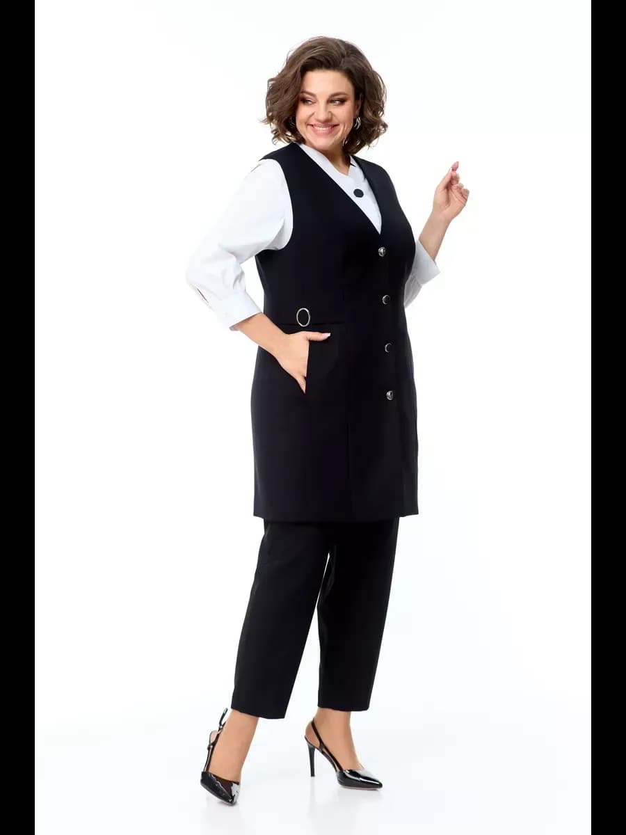 Жилетка костюмная классическая офисная удлиненная