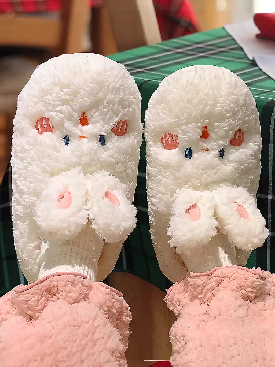 Тапочки домашние пушистые зайчики