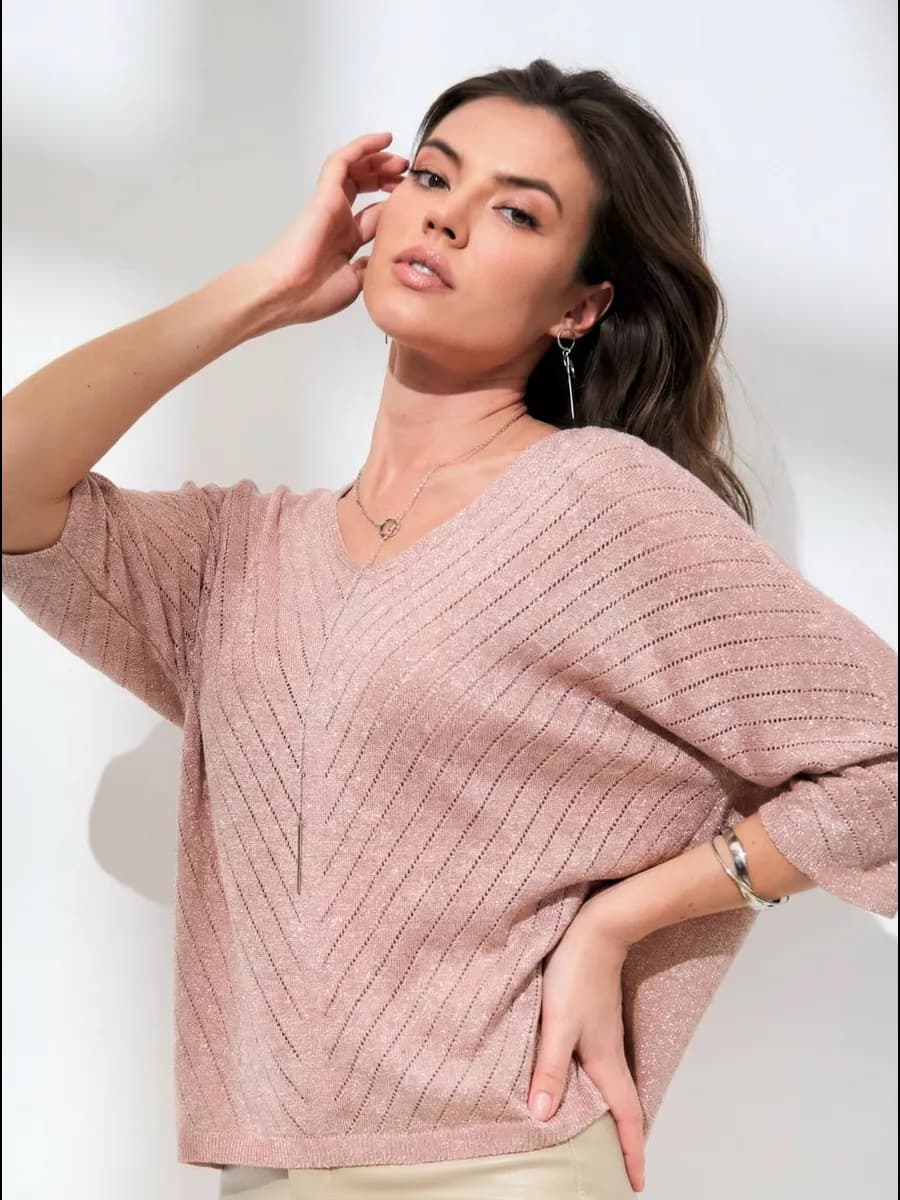 Джемпер оверсайз нарядный Кофта с люрексом