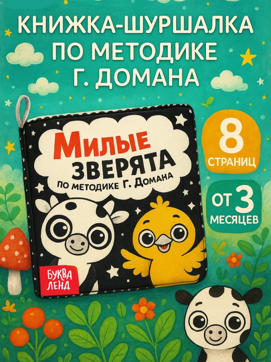 Развивающие игрушки книжка шуршалка для новорожденных малыш