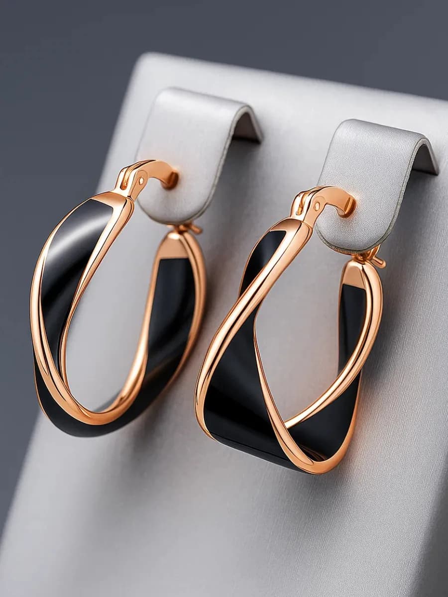 Серьги бижутерия позолоченные круглые вечерние украшения - фото 1