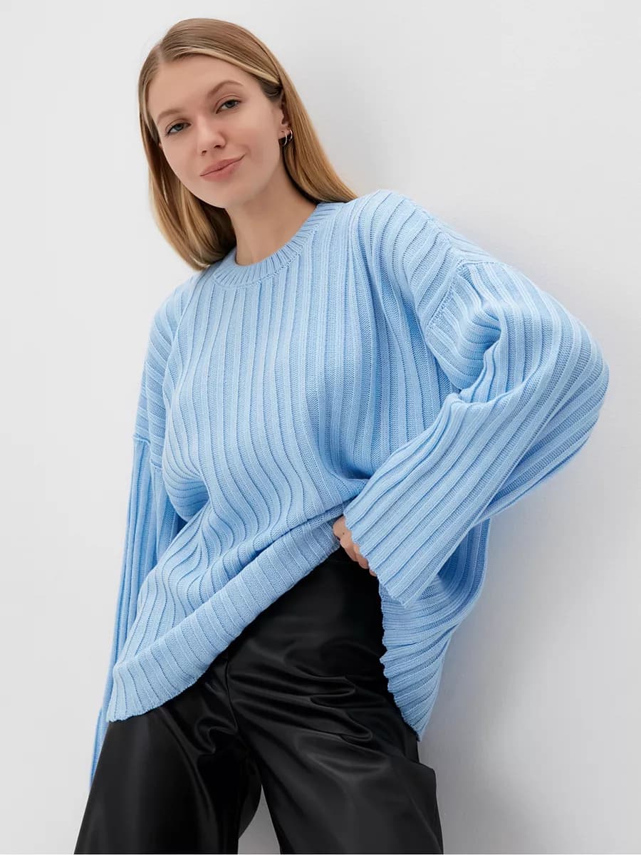 Джемпер свитер вязаный в рубчик