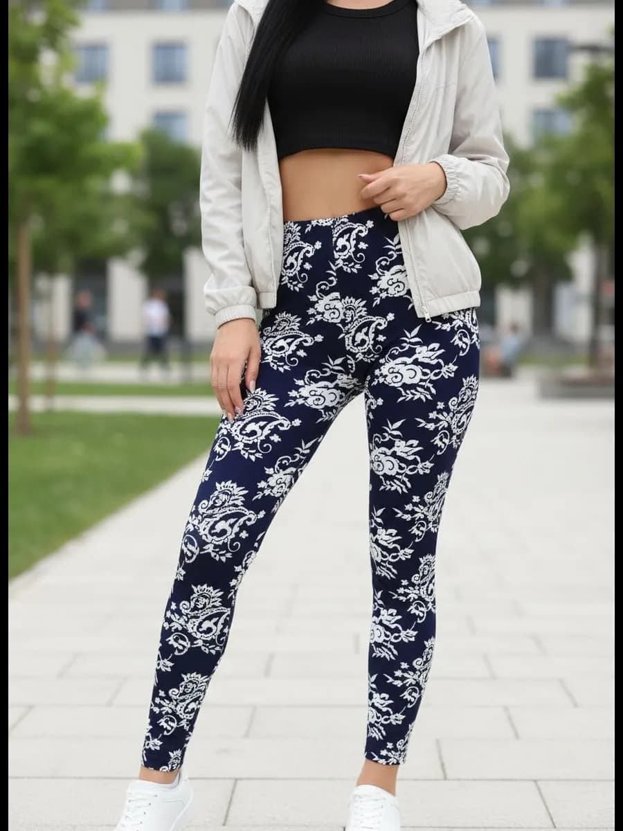 Леггинсы с принтом домашние лосины повседневные