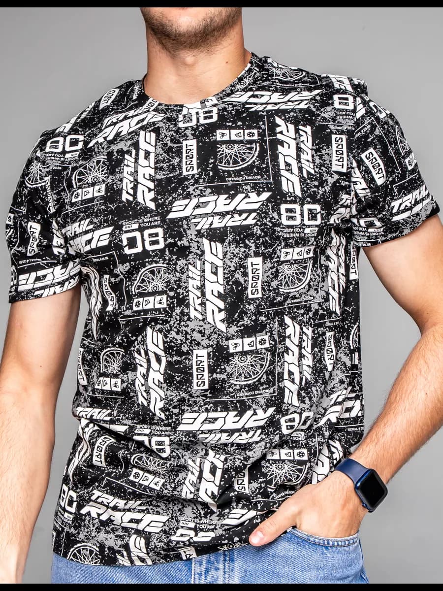 Футболка базовая хлопок с принтом - фото 1