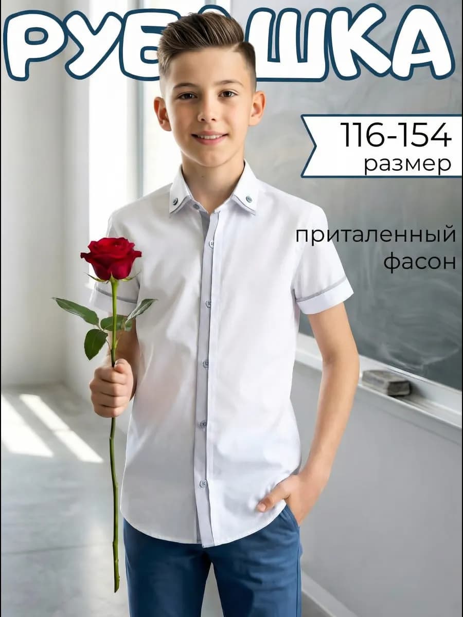 Рубашка с коротким рукавом школьная