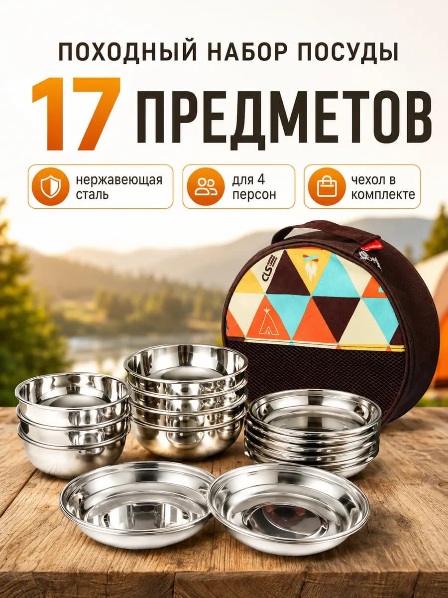 Туристический набор посуды для пикника