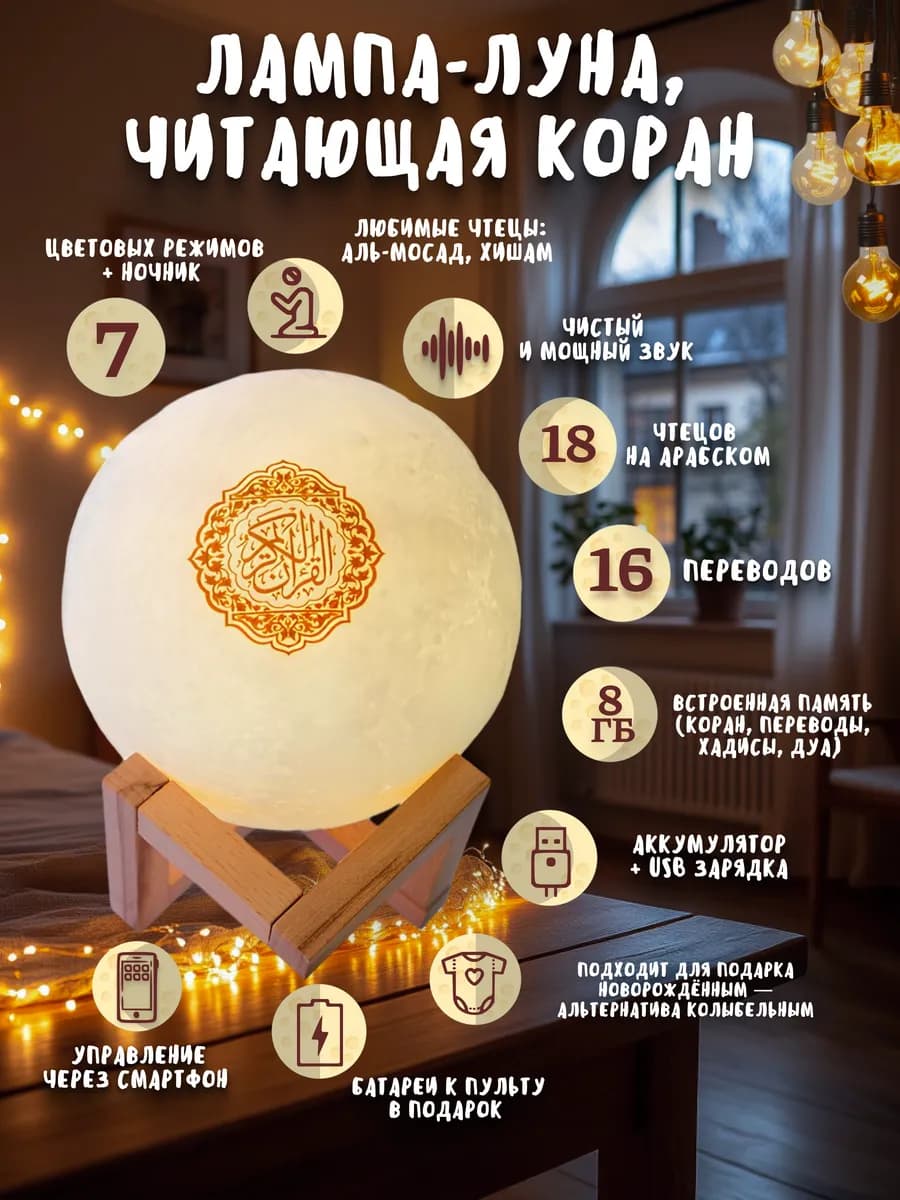 Лампа ночник читающая Коран