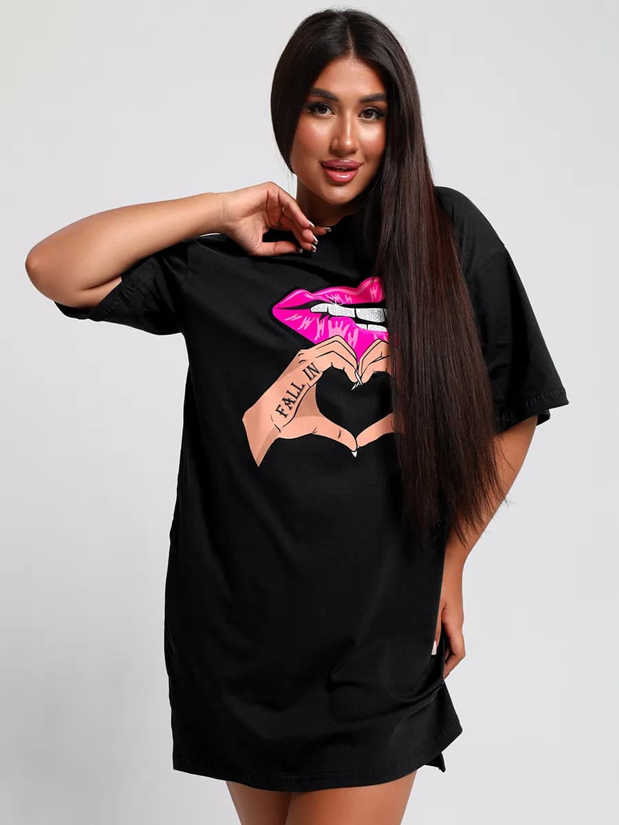 Туника домашняя платье больших размеров оверсайз летняя