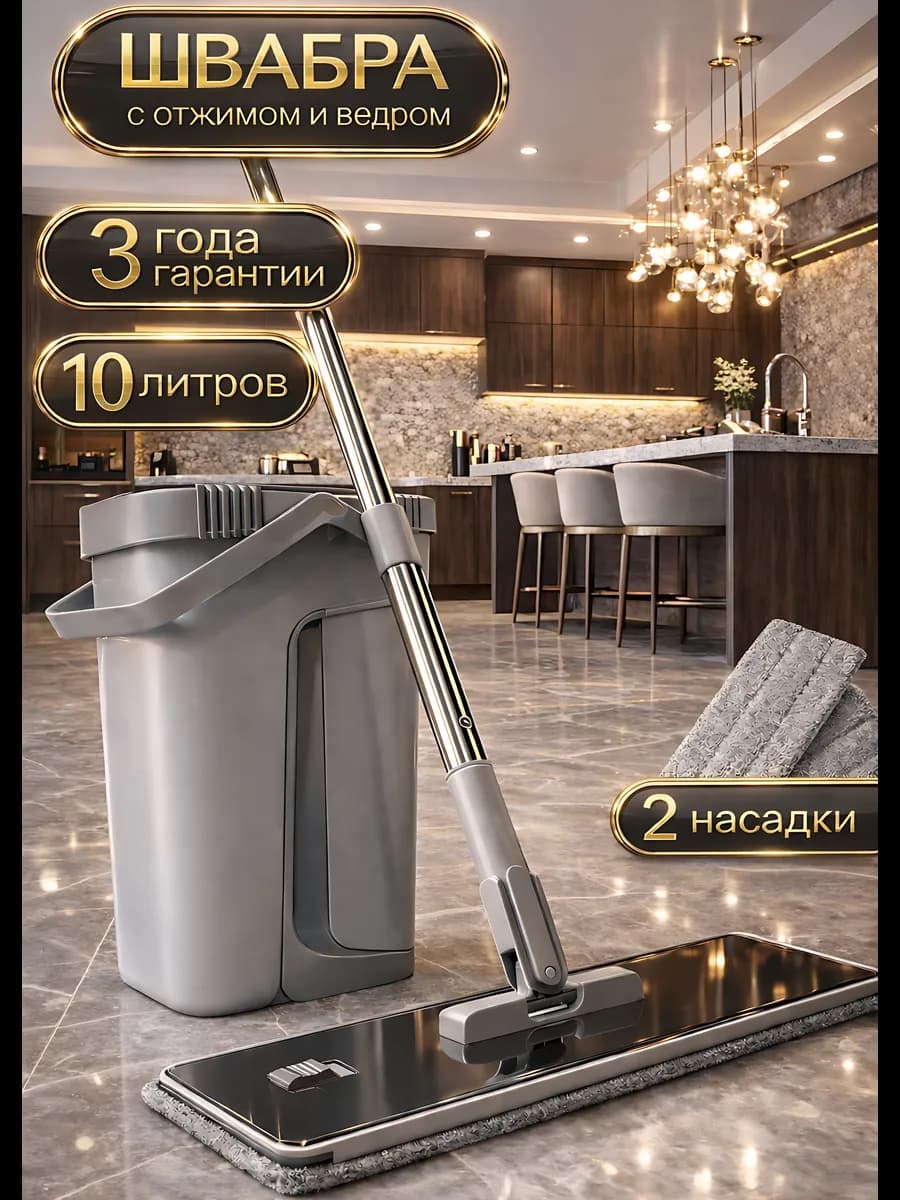Швабра с отжимом и ведром