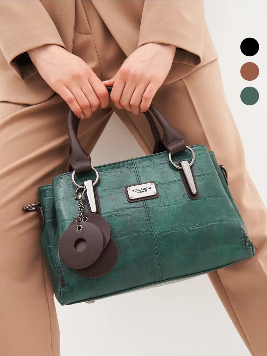 Сумка винтаж кожаная средняя через плечо саквояж дамская