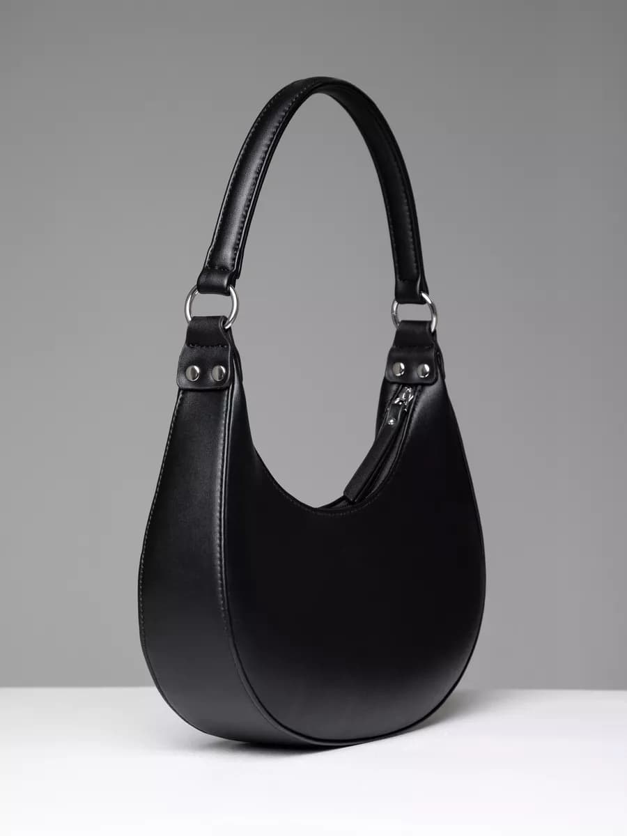 Сумка багет маленькая через плечо черная