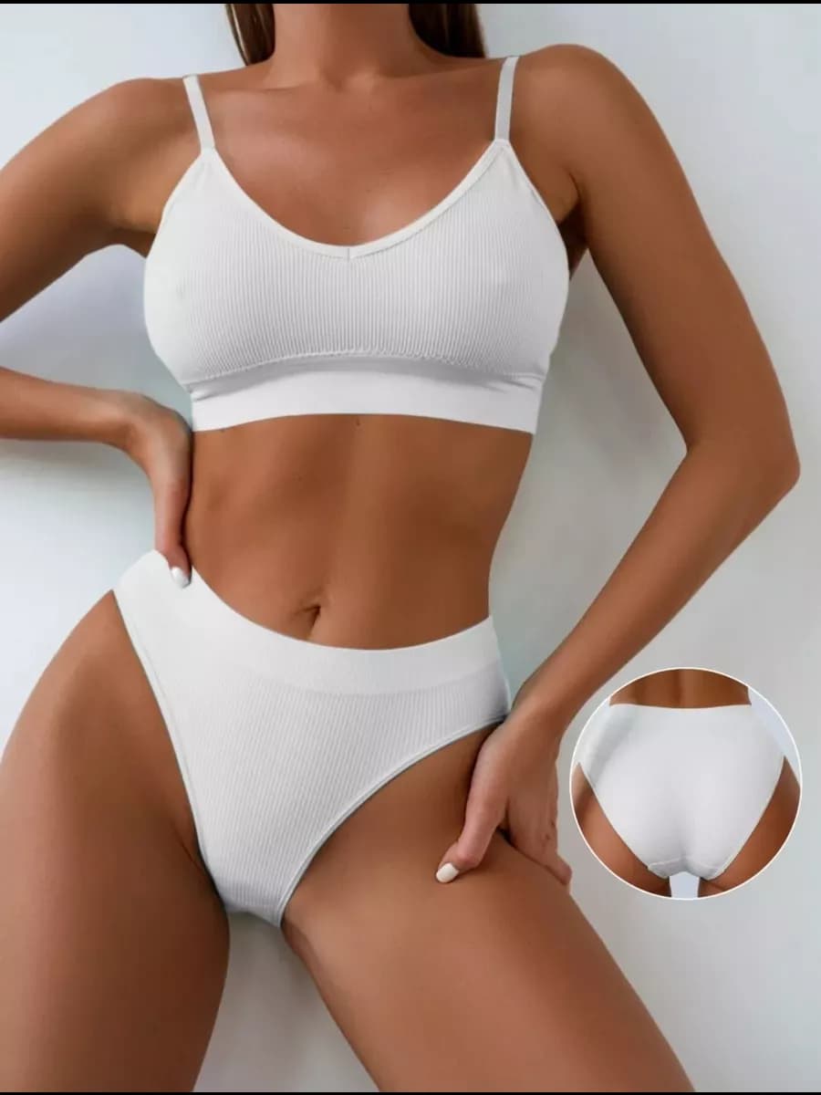 комплект нижнего белья бесшовный в рубчик - фото 1