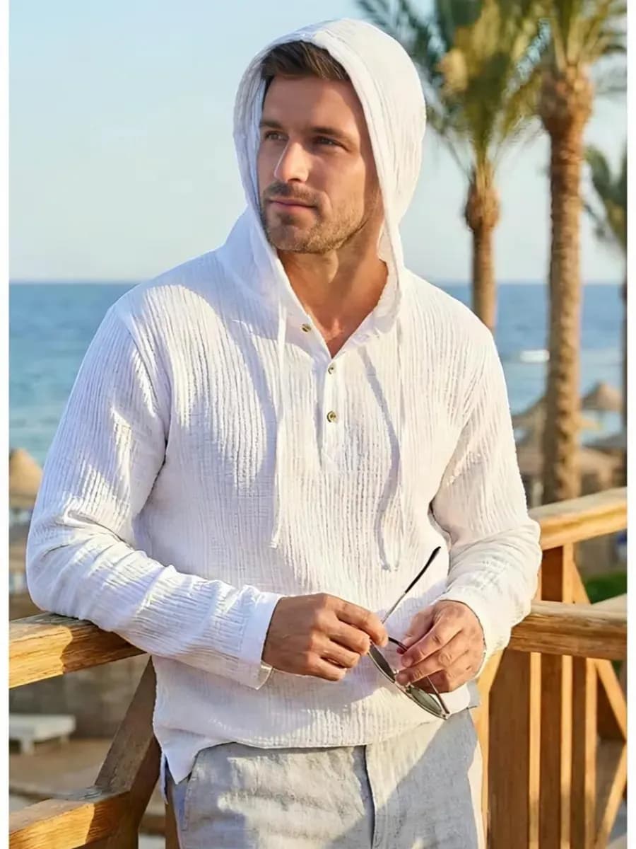 Рубашка муслиновая оверсайз с капюшоном