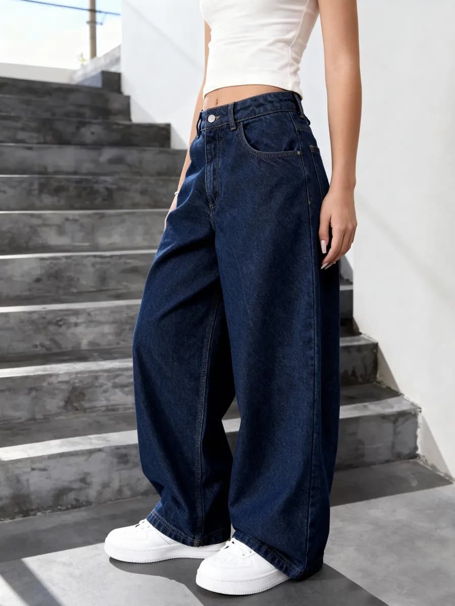 Джинсы багги подростковые широкие