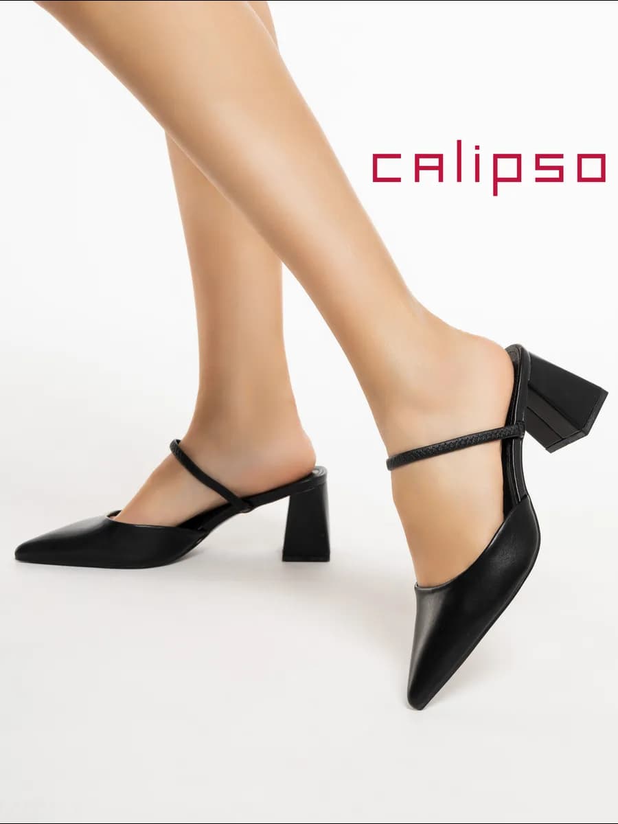 Мюли женские с острым носом на каблуке