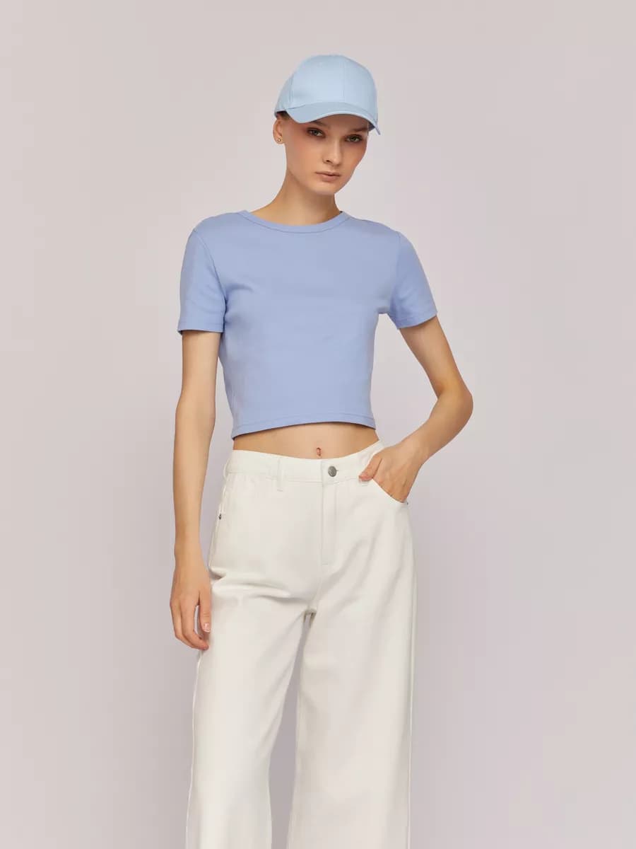 Женская кроп футболка из хлопка