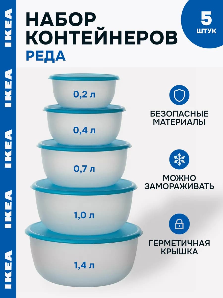 Набор контейнеров для еды пластиковые 5 шт