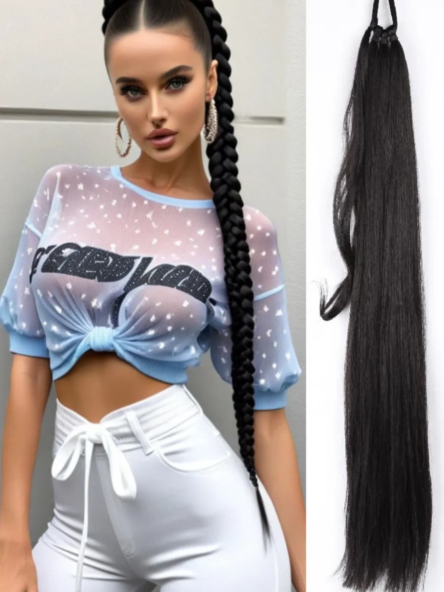 Хвост на резинке накладной для волос