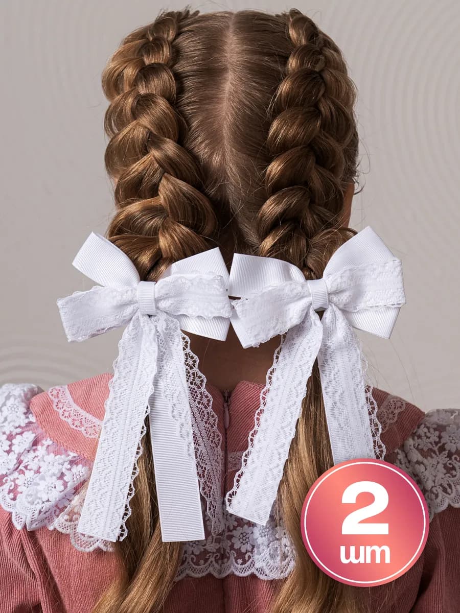 Бантики для волос белые на резинке школьные