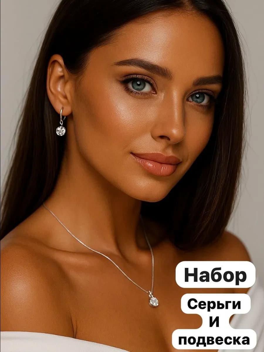 Серьги бижутерия кольца женские набор украшений - фото 1