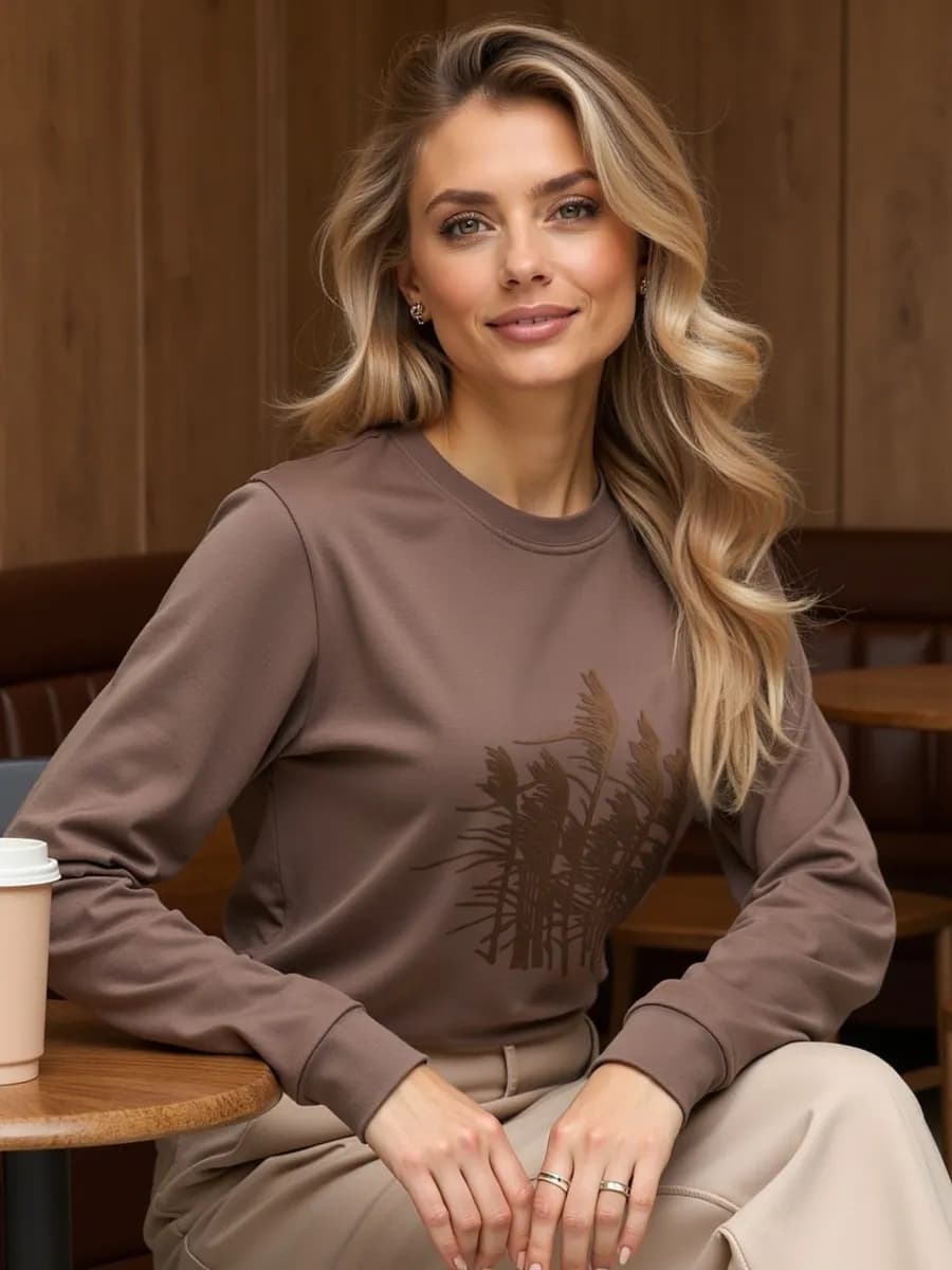 LS Лонгслив хлопковый с принтом, кофта