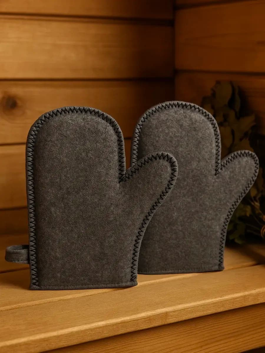 Рукавицы для Бани серые 2 шт