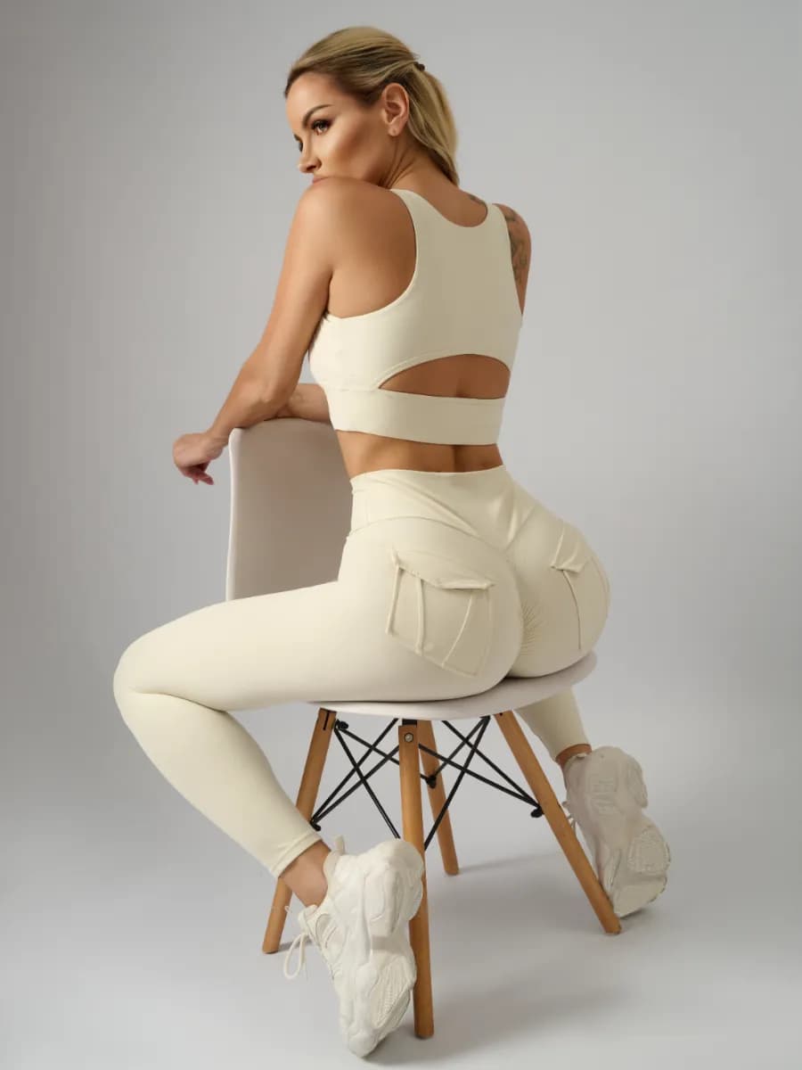 Леггинсы спортивные пушап лосины для фитнеса с карманами