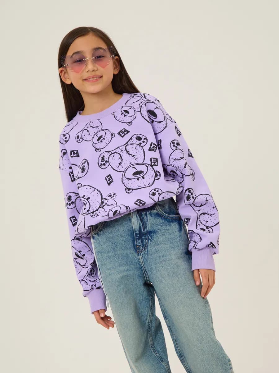 Свитшот с мишками оверсайз в школу - фото 1