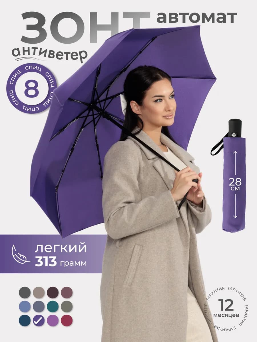 Зонт автомат легкий антиветер