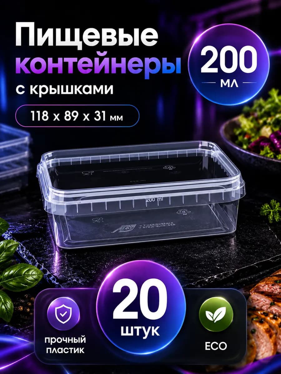 Контейнер для заморозки и хранения с крышкой пищевой 0.2л