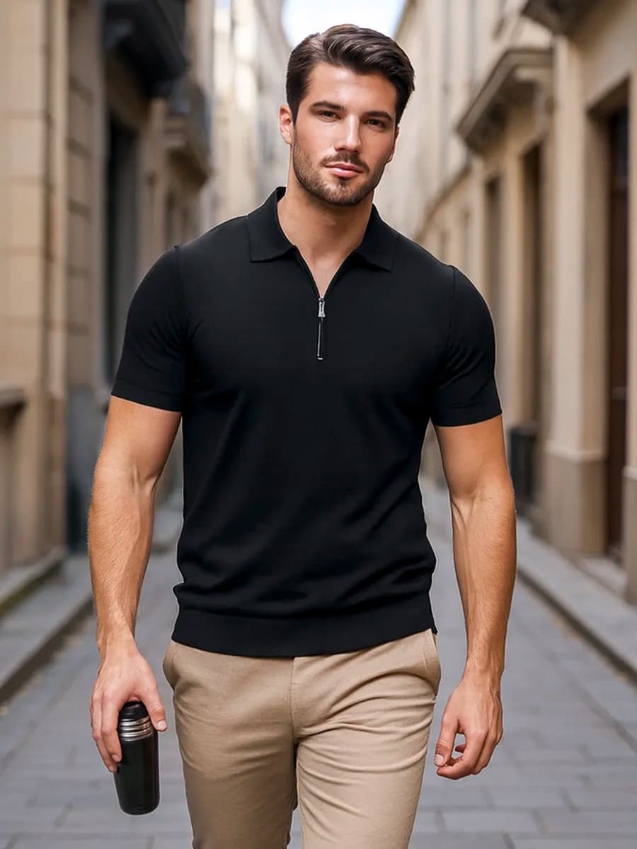 Поло мужское вязаное с коротким рукавом