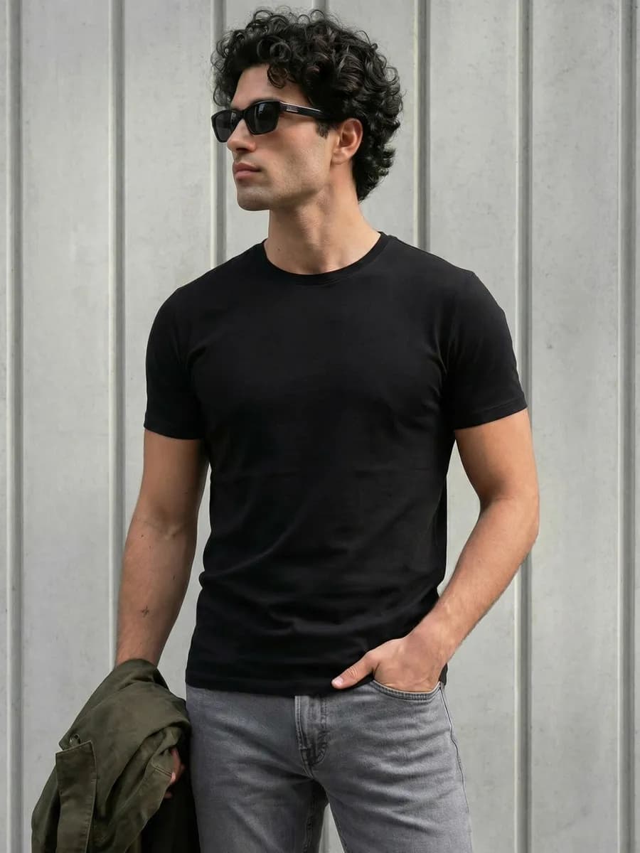 Футболка премиум однотонная черная