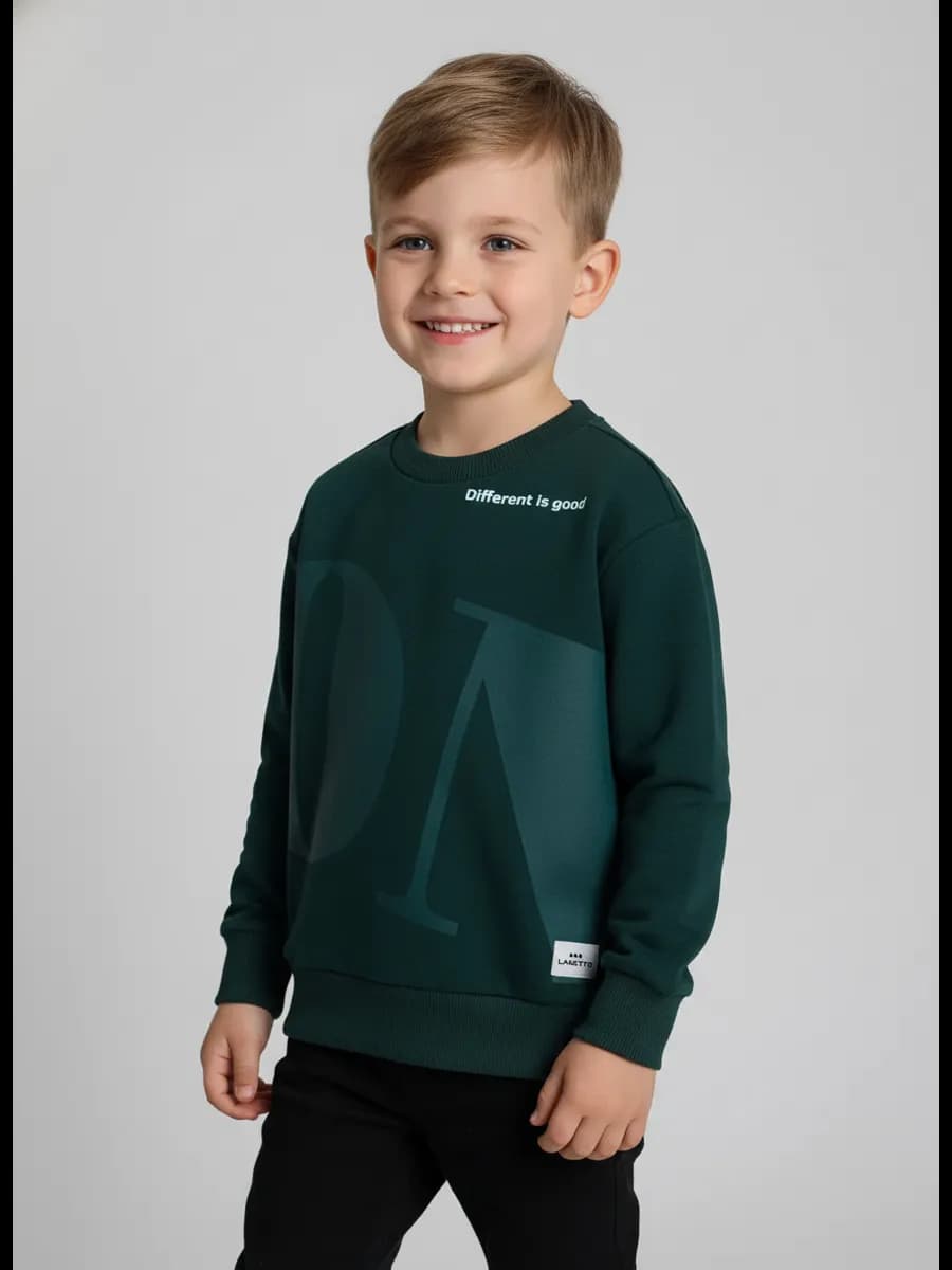 Свитшот для мальчика спортивный зеленый на новый год