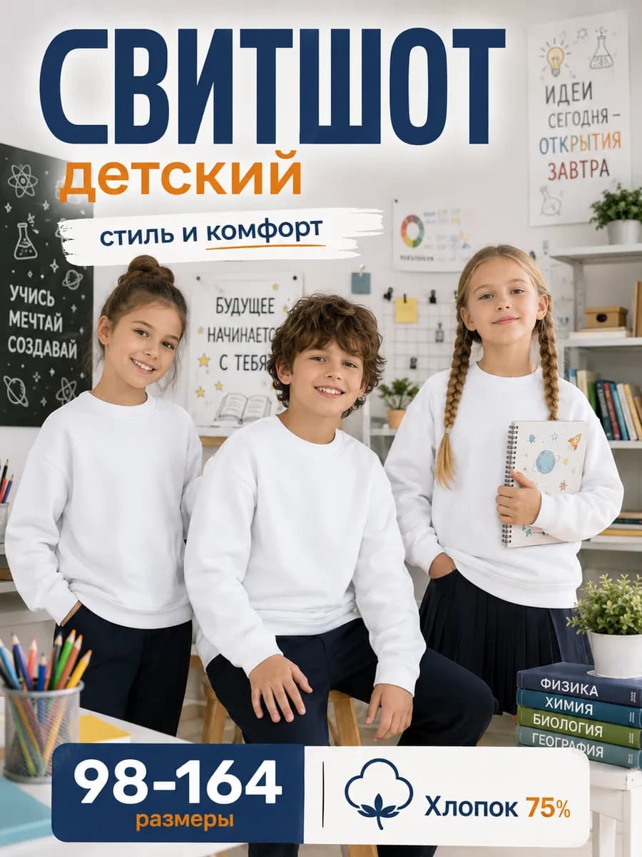 Свитшот оверсайз базовый детский