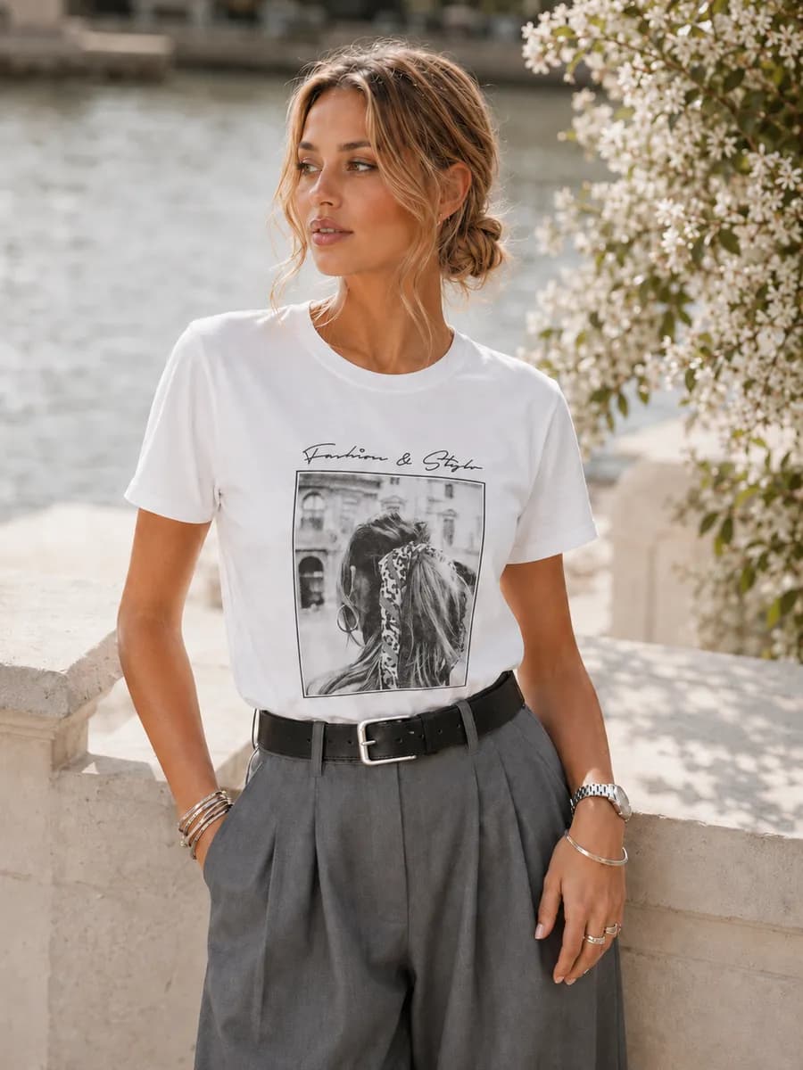 Футболка базовая с принтом нарядная