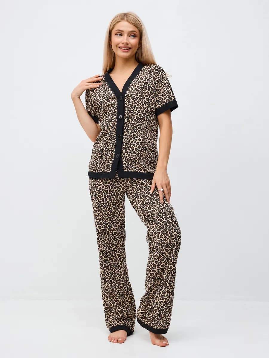 Пижама со штанами домашняя хлопковая