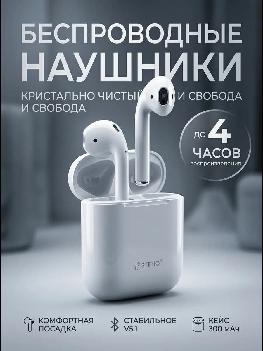 Наушники беспроводные Bluetooth 5.1 с кейсом