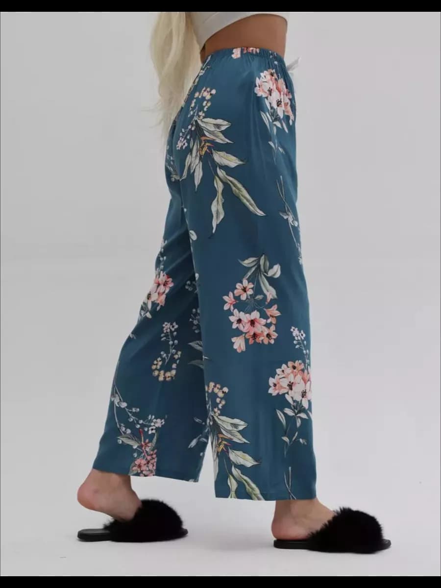 Брюки домашние летние на резинке оверсайз