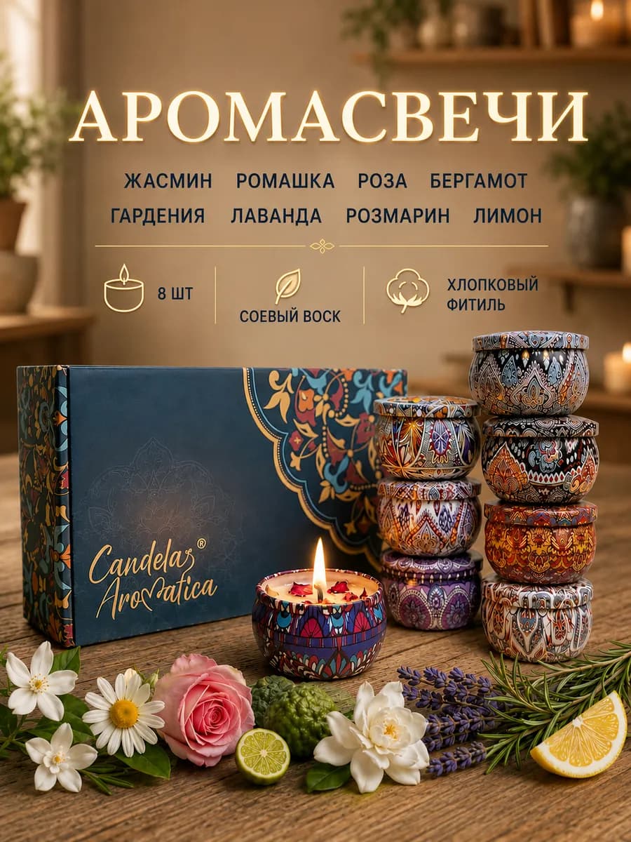 Аромасвечи подарочный набор 8 шт