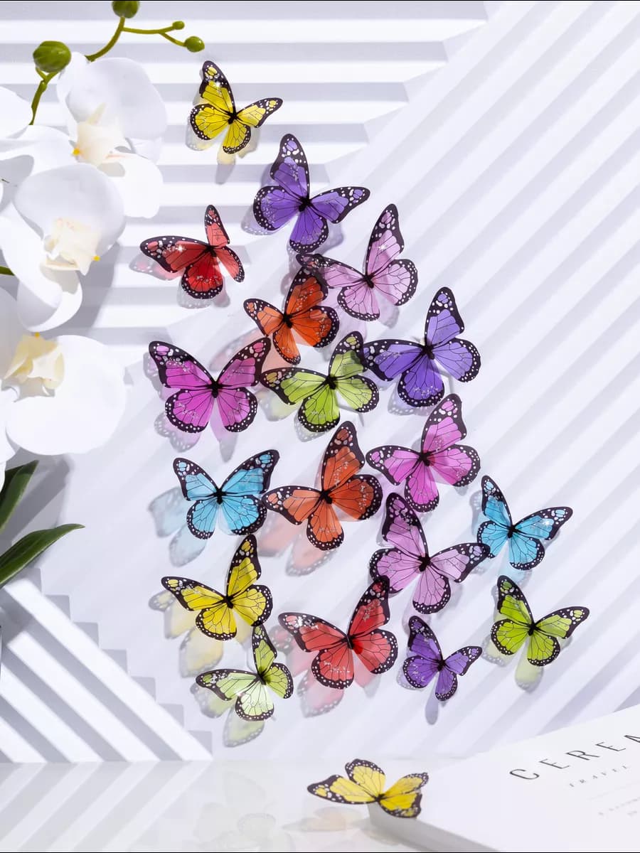 Наклейки бабочки 3D для декора и украшения дома 19шт