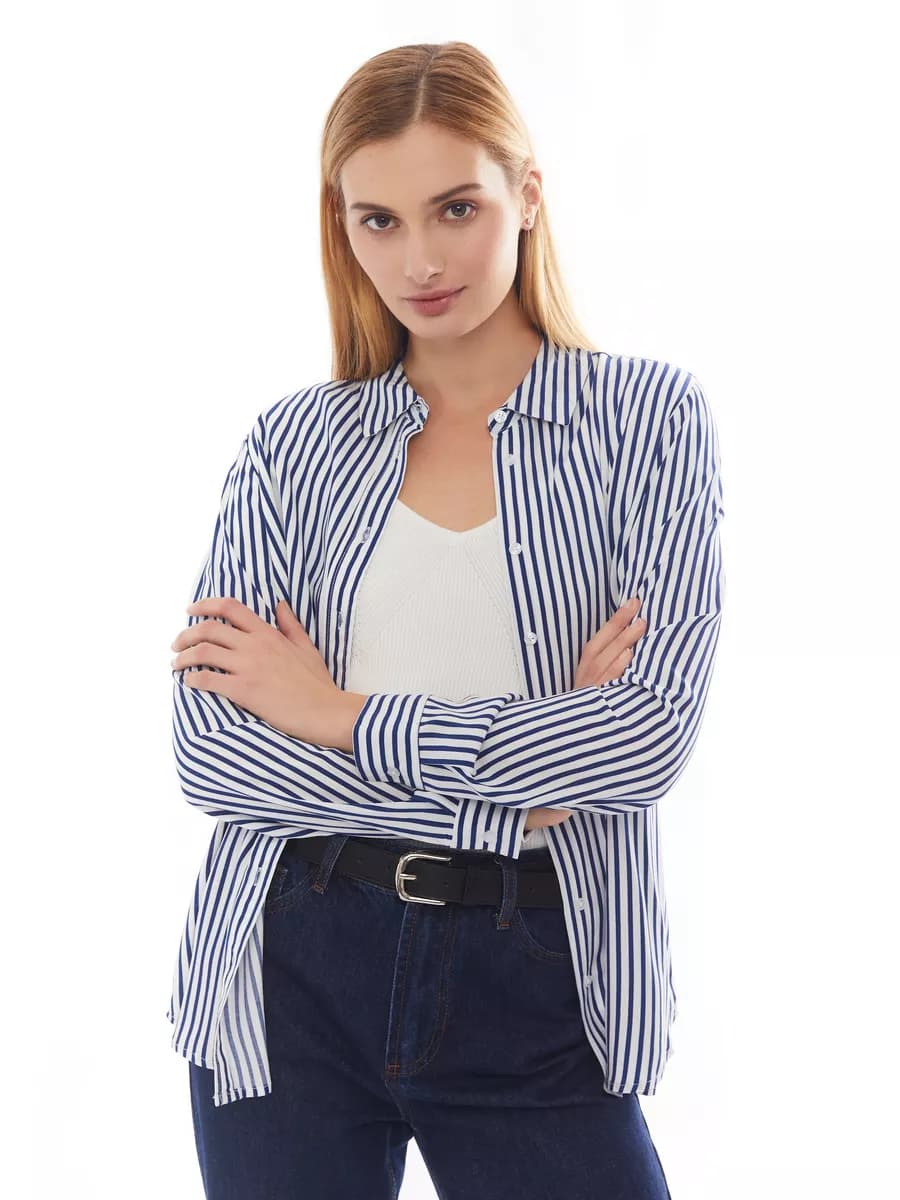 Женская рубашка из вискозы в полоску