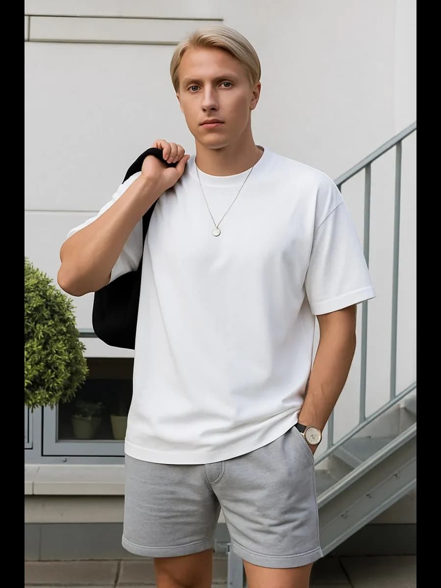 Футболка мужская базовая оверсайз хлопок - фото 1