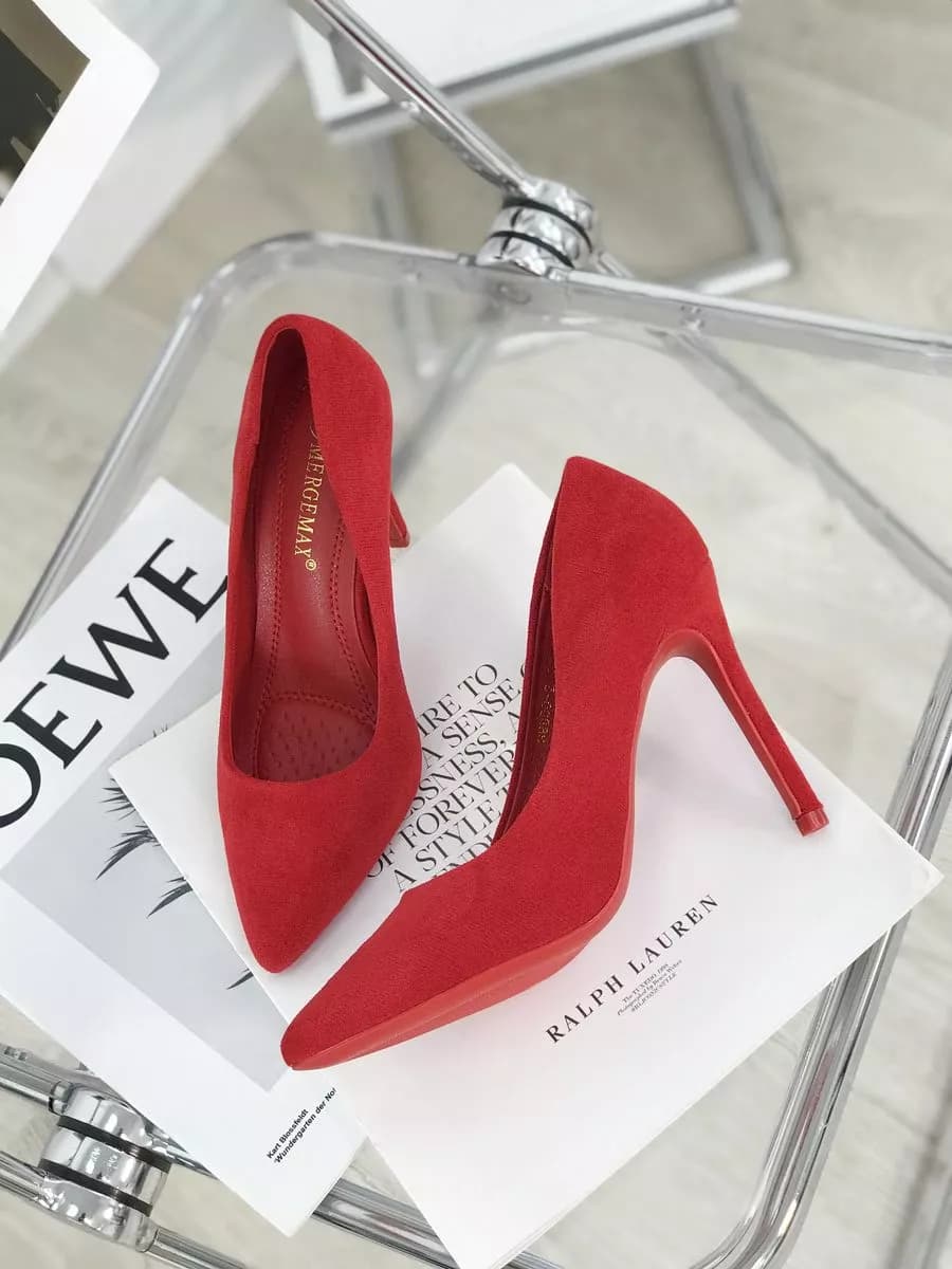 Туфли на каблуке лодочки вечерние красный