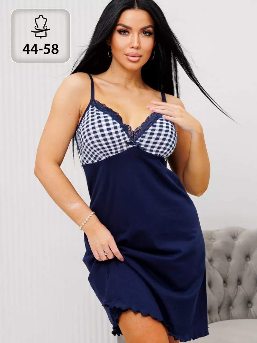 Ночная сорочка с кружевом хлопок - фото 1