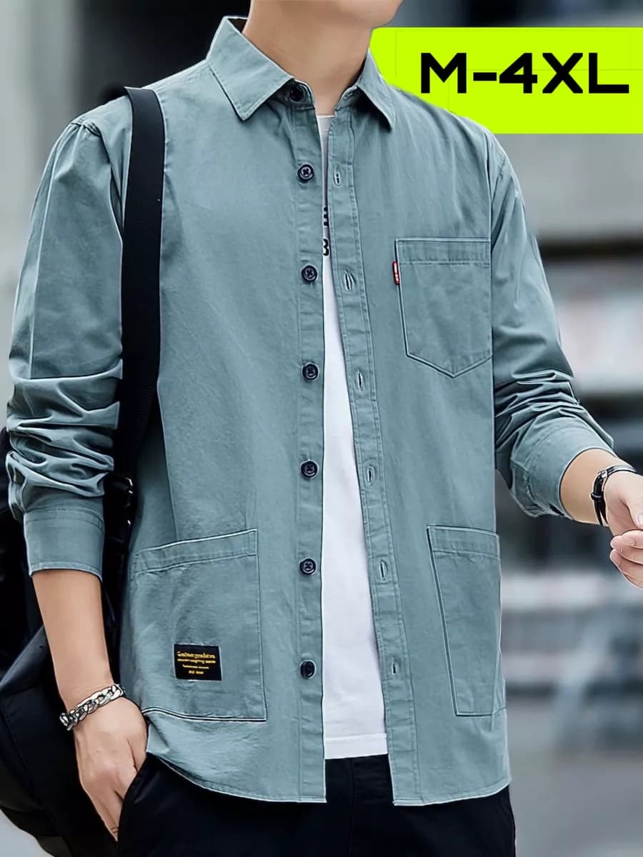 Рубашка хлопок оверсайз с длинным рукавом Y2K - фото 1